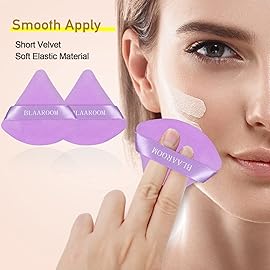BLAAROOM 6 Pieces Powder Puff Face Makeup Velour Soft Triangle Powder Puffs for Loose Powder Mineral Powder Body Powder Wet Dry Cosmetic Foundation Sponge Makeup Tool - Purple