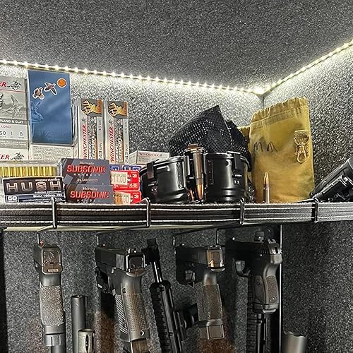 Miniatura 6 de 10 soportes para pistolas, estante seguro para pistolas o apilar en el gabinete de armas, accesorio seguro para armas, organizador de pistolas para