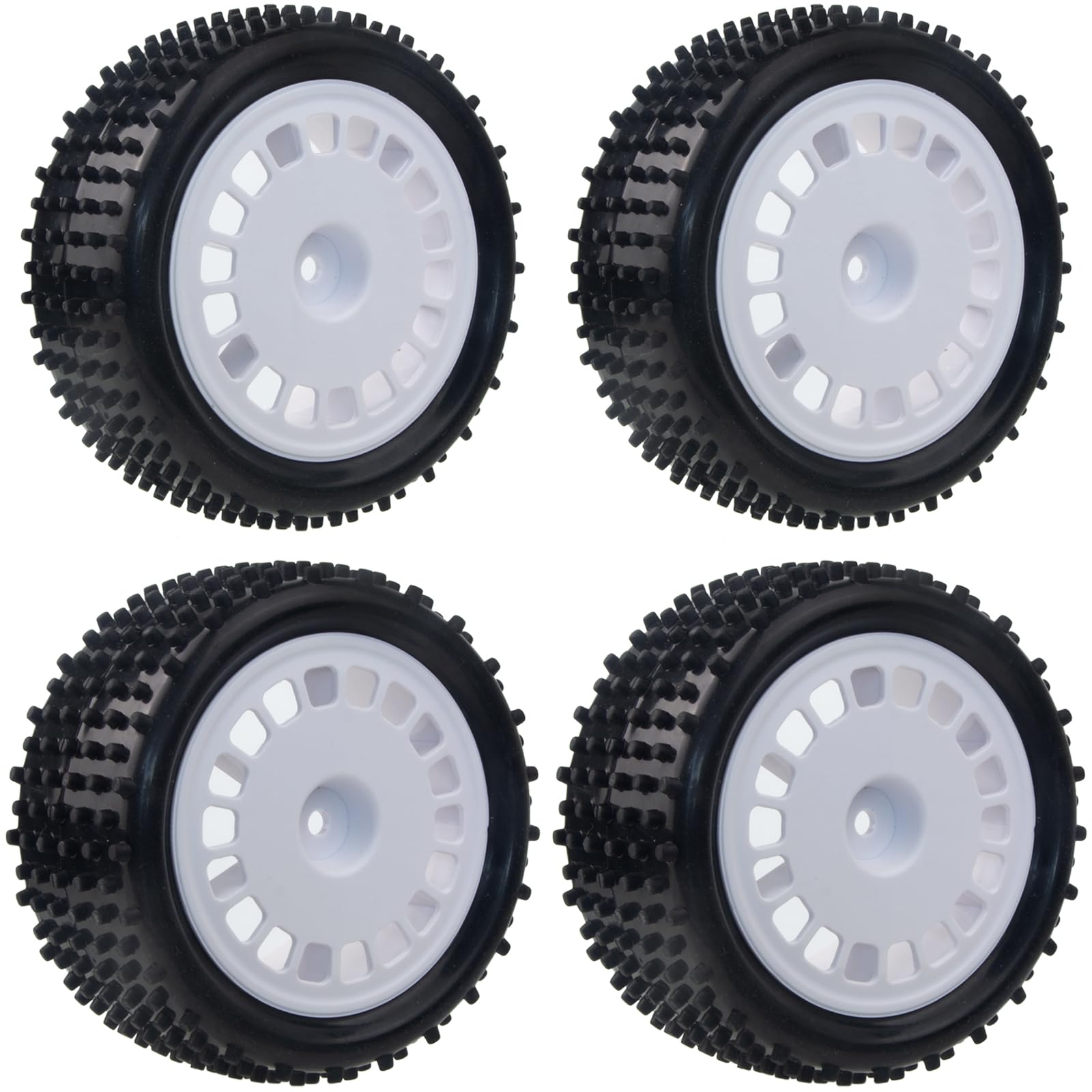 HobbyMarking RC Car Wheels Rims & Rubber Tires 12mm Hex Drive Hub for Tamiya TT-02B/DT-02/DF-03 HPI HSP 1/10 Scale Off-Road Car Upgrades