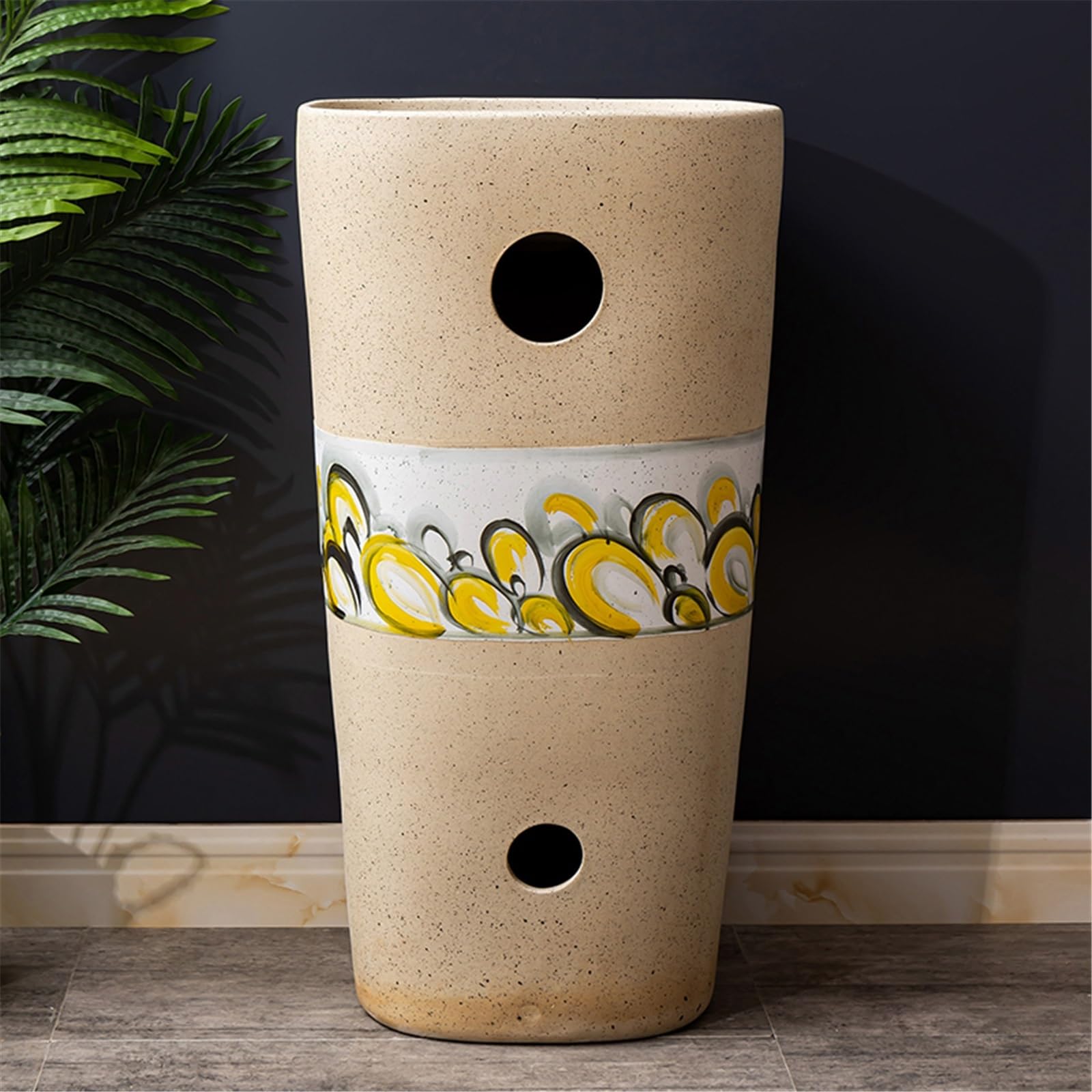 Lavello integrato con rubinetto e kit di scarico, elegante lavabo in ceramica per casa e giardino, design salvaspazio, facile installazione