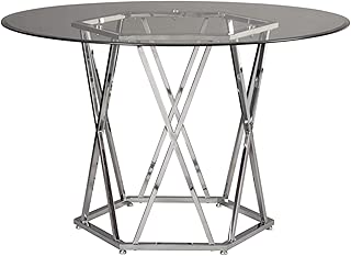Signature Design By Ashley - Madanere Round Dining Room Table - Contemporary Style - Chrome Finish - coolthings.us