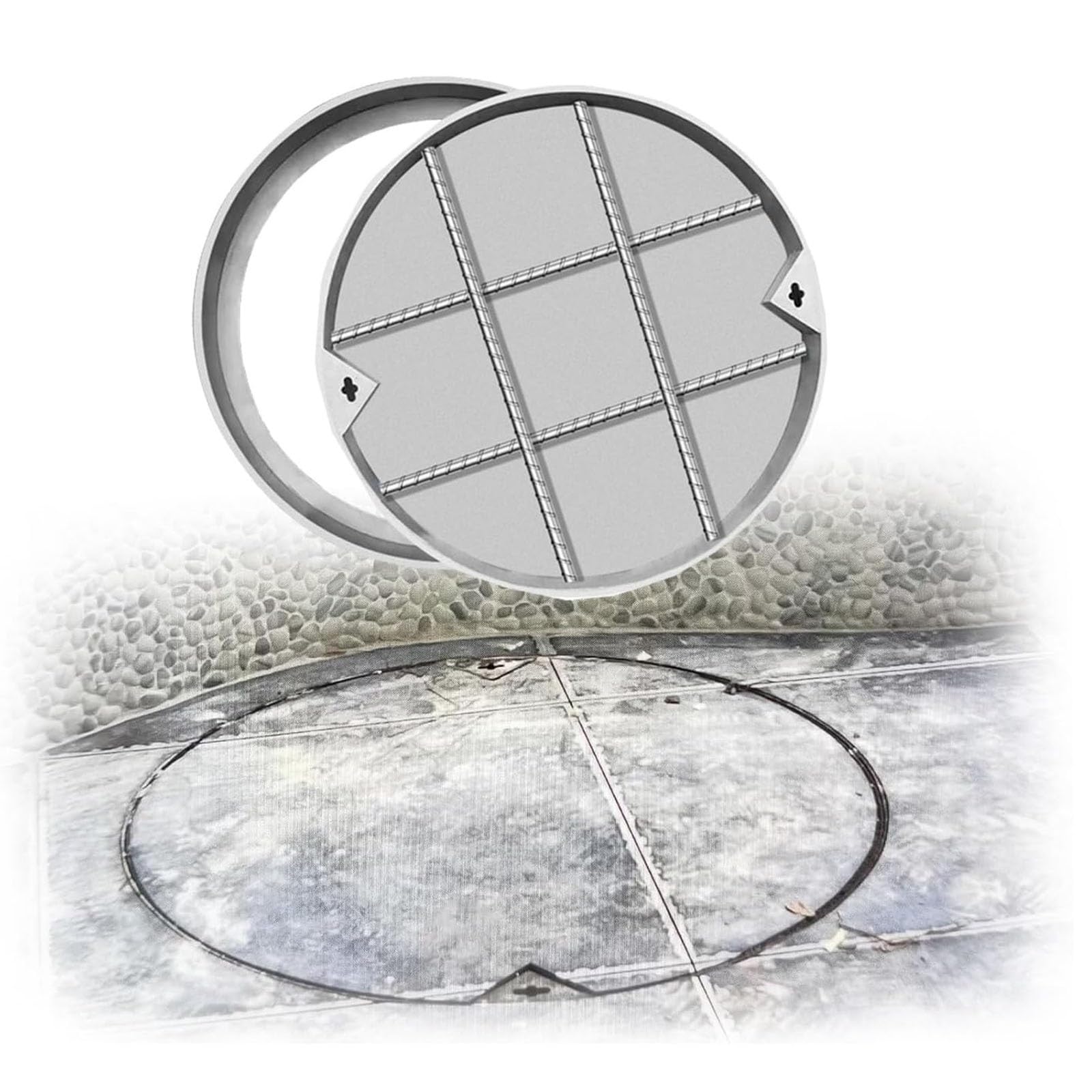 Couvercle invisible acier inoxydable 304 pour regard circulaire