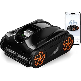 Pool Cleaner K60, 6H Runtime Cordless Robotic Pool Vacuum, Touch Screen, Smart Navigation, Cleans Floor, Walls, Waterline, Ideal for Above & In-Ground Pools, Self-Parking