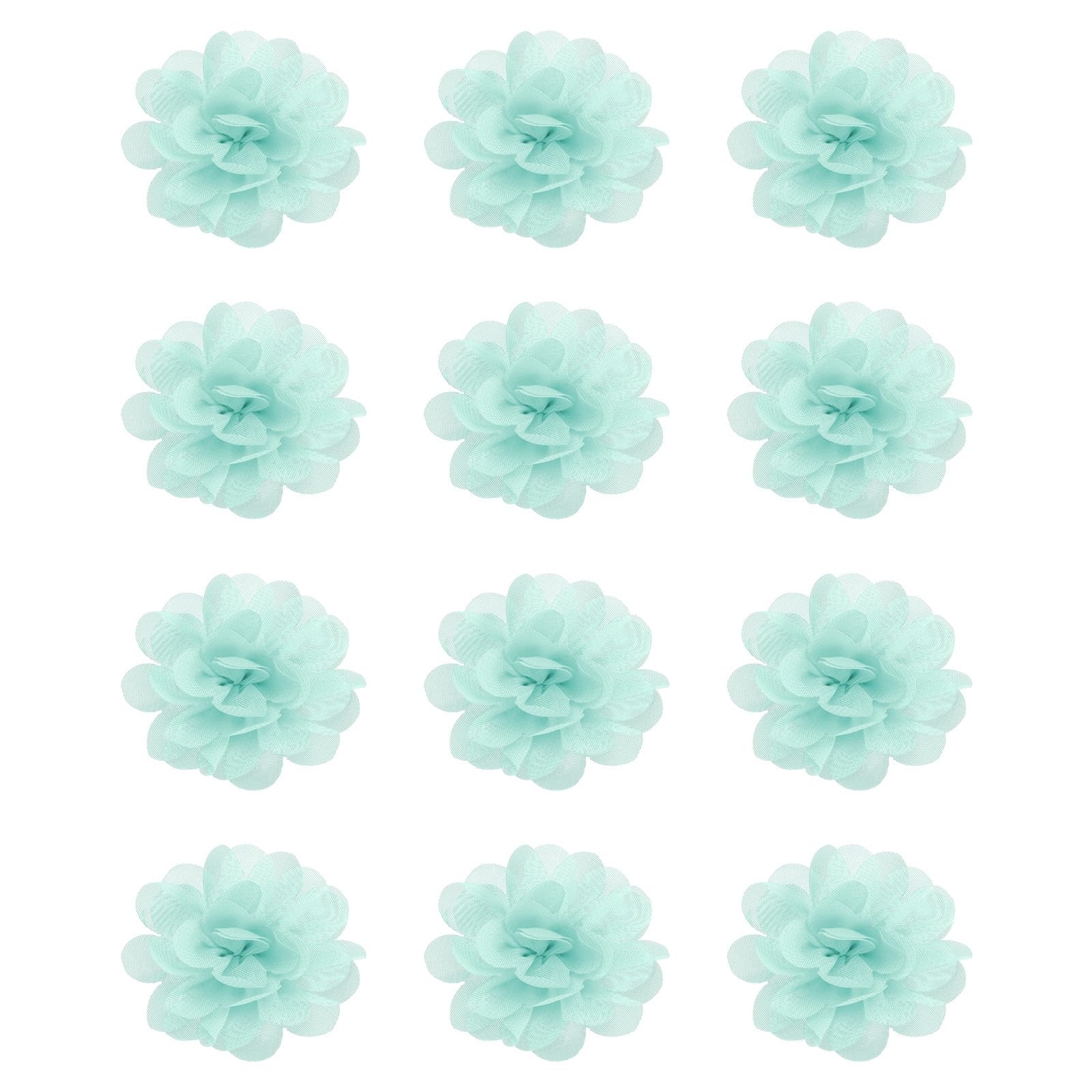 PATIKIL Chiffon Flowers, 12Pcs 2" Sewing Fabric Flower Appliques Embellishments for DIY Crafts Clothing Headbands Wedding Party Decoration, Light Green