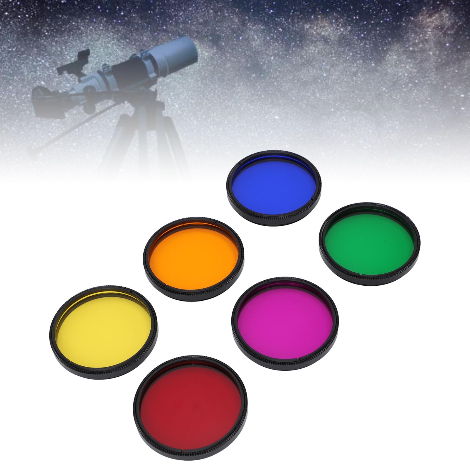 Filtro Lunare per Telescopio da 2 Pollici, Set di Filtri a 6 Colori (rosso, Arancione, Giallo, Verde, Blu, viola), Filtro Nebuloso per Telescopio M48x0,75 Mm Oculari per