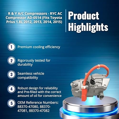 Miniatura 2 de Compresor RYC AC AD-0514 (se adapta a Toyota Prius 1.8L 2012, 2013, 2014, 2015)