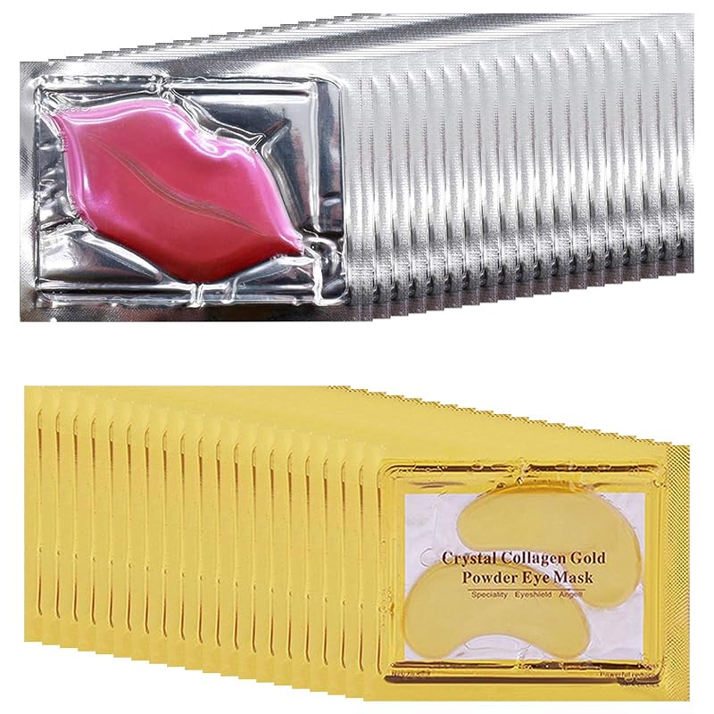 TIRDET Kit com 20 Pares de Máscaras para os Olhos e 20 Pares de Máscaras Labiais, 40 Pares