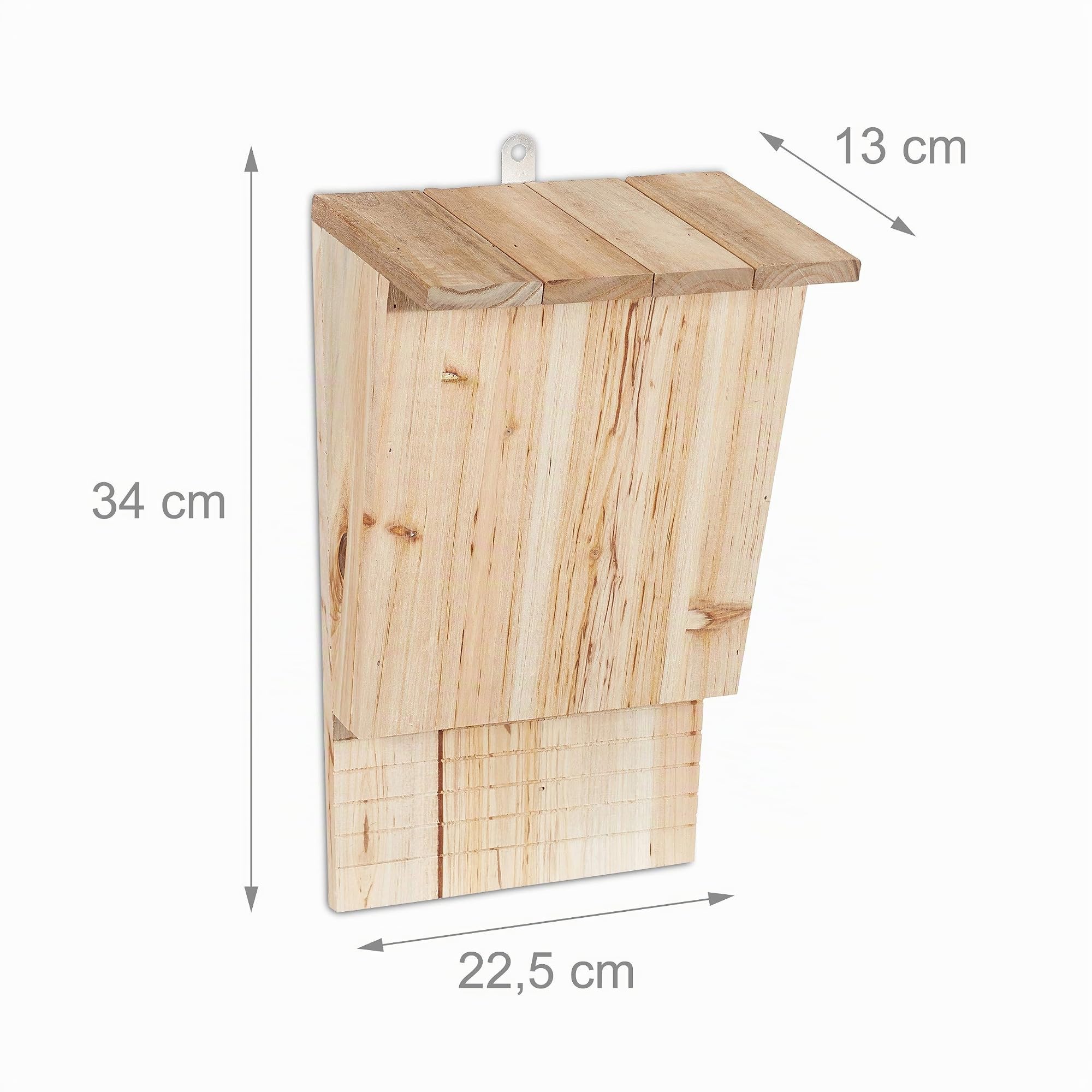 Relaxdays, nature, abri à chauve-souris, Niche en bois non traité de sapin, Maison, Boîte H x L x P : 34 x 22,5 x 13 cm