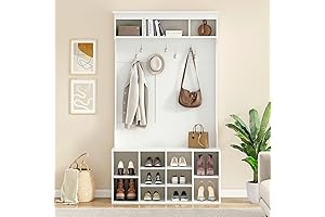 Soohow 70.9 Inches Hall Tree with Bench and Shoe Storage Bench For Mud Room