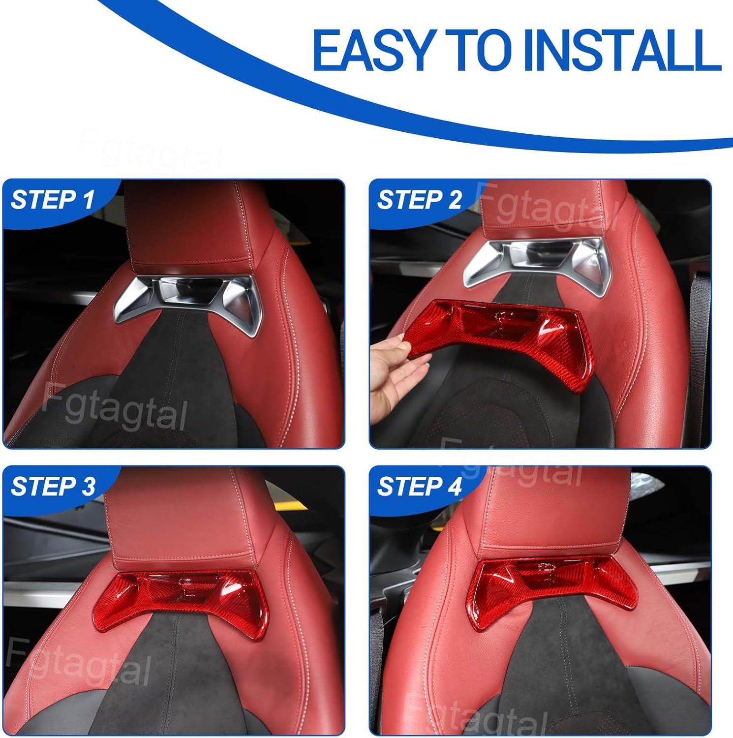 Fit for Toyota Supra GR A90 A91 MK5 2019-2026 Real Carbon Fiber Seat Back Trim Cover, Car Interior Seat Back Protection Decorative Frame Cover 2Pcs (Red)
