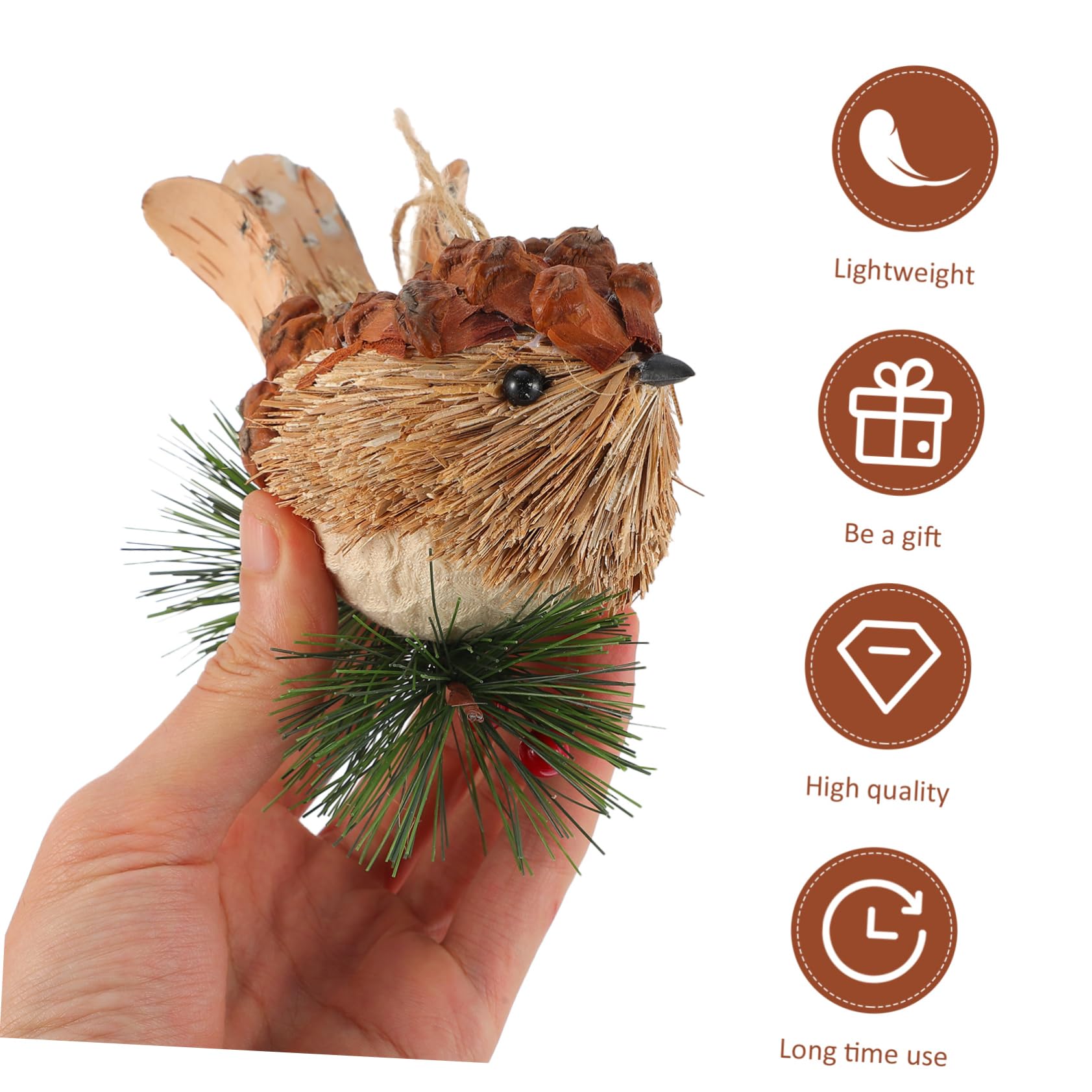 Alipis 4stücke Handgefertigter Weihnachtsbaum Dekorative Vogel-Ornamente Für Festliche Anlässe Und Partys Natürliche Wanddekoration Für Gemütliches Zuhause