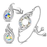 Rising Phoenix Earrings Bracelet Jewelry Set