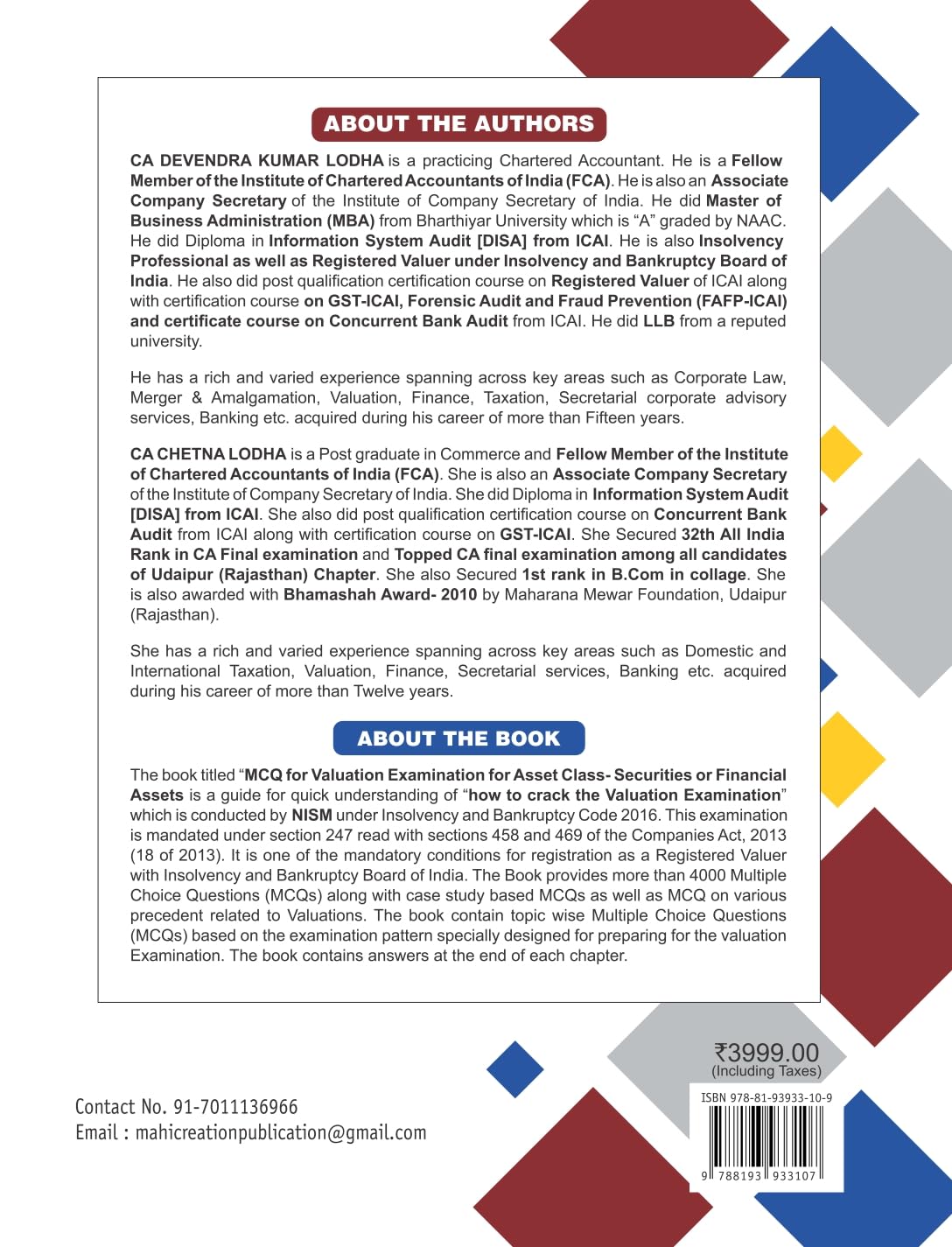 MCQs on Valuation Examination under Asset Class Securities or Financial Assets by Ca Devendra Lodha And Ca Chetna Lodha.