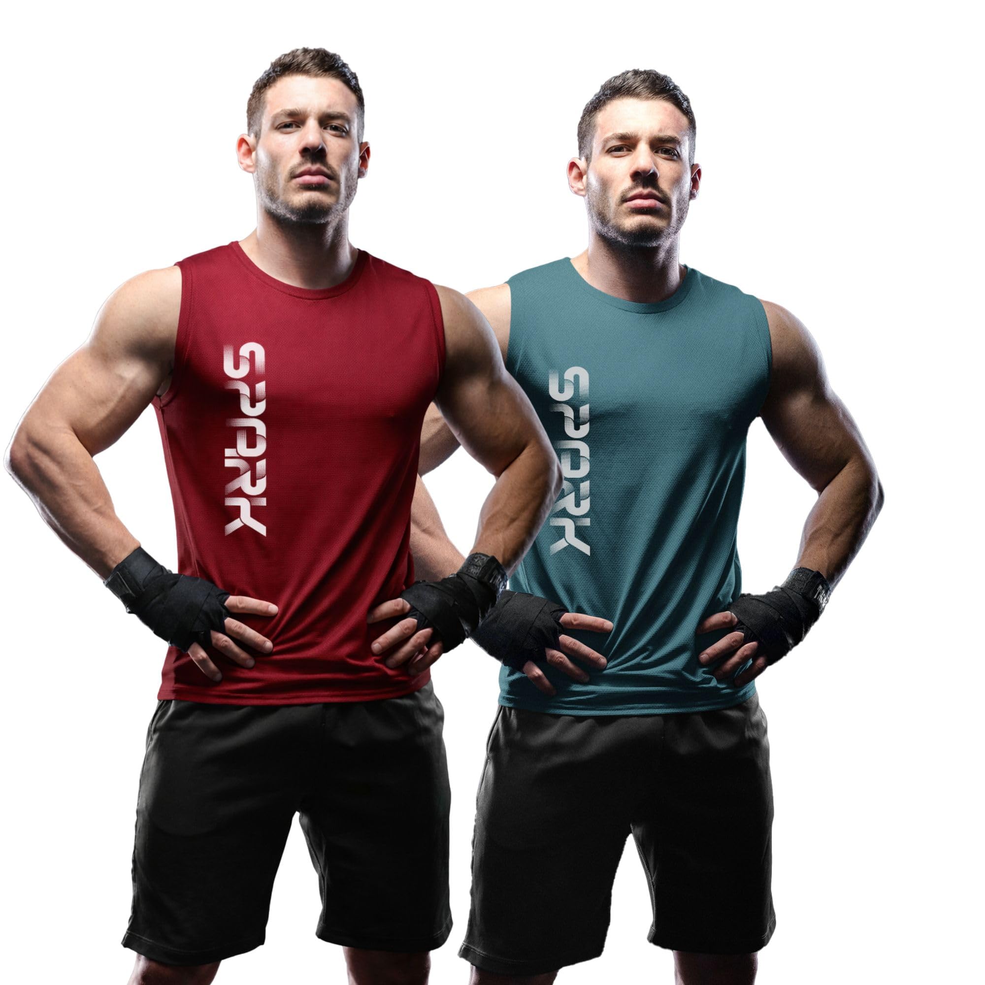 3Colours RGB Men's Active Wear Sleeveless Tank top, Gym Vest, Leisure wear -Spark CCUT