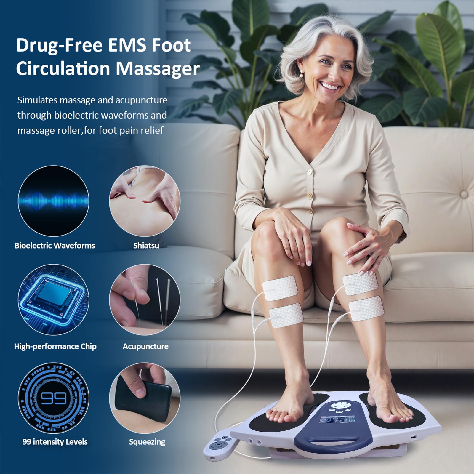 Fußmassagegeräte für Schmerzen und Durchblutung, Tens & EMS Fußmassagegeräte, Durchblutung Booster für Füße und Beine, Neuropathie Schmerzen & Fußschwellungen Linderung, Knöchel-Beinschmerzen, für