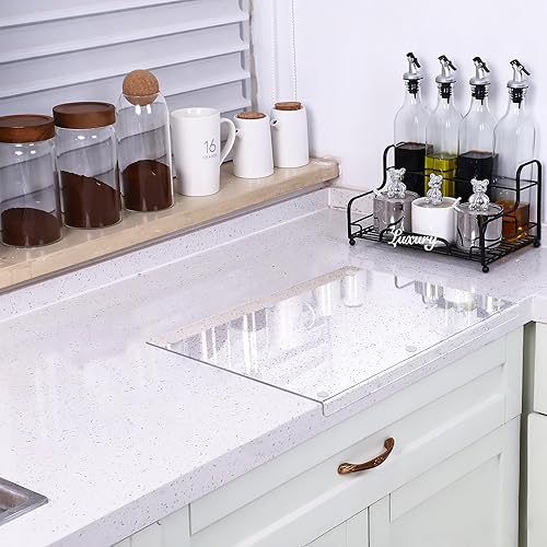 Yaomiao Tabla de cortar acrílica para encimera de cocina, tabla de cortar más gruesa mejorada para encimera con labio, tabla de cortar