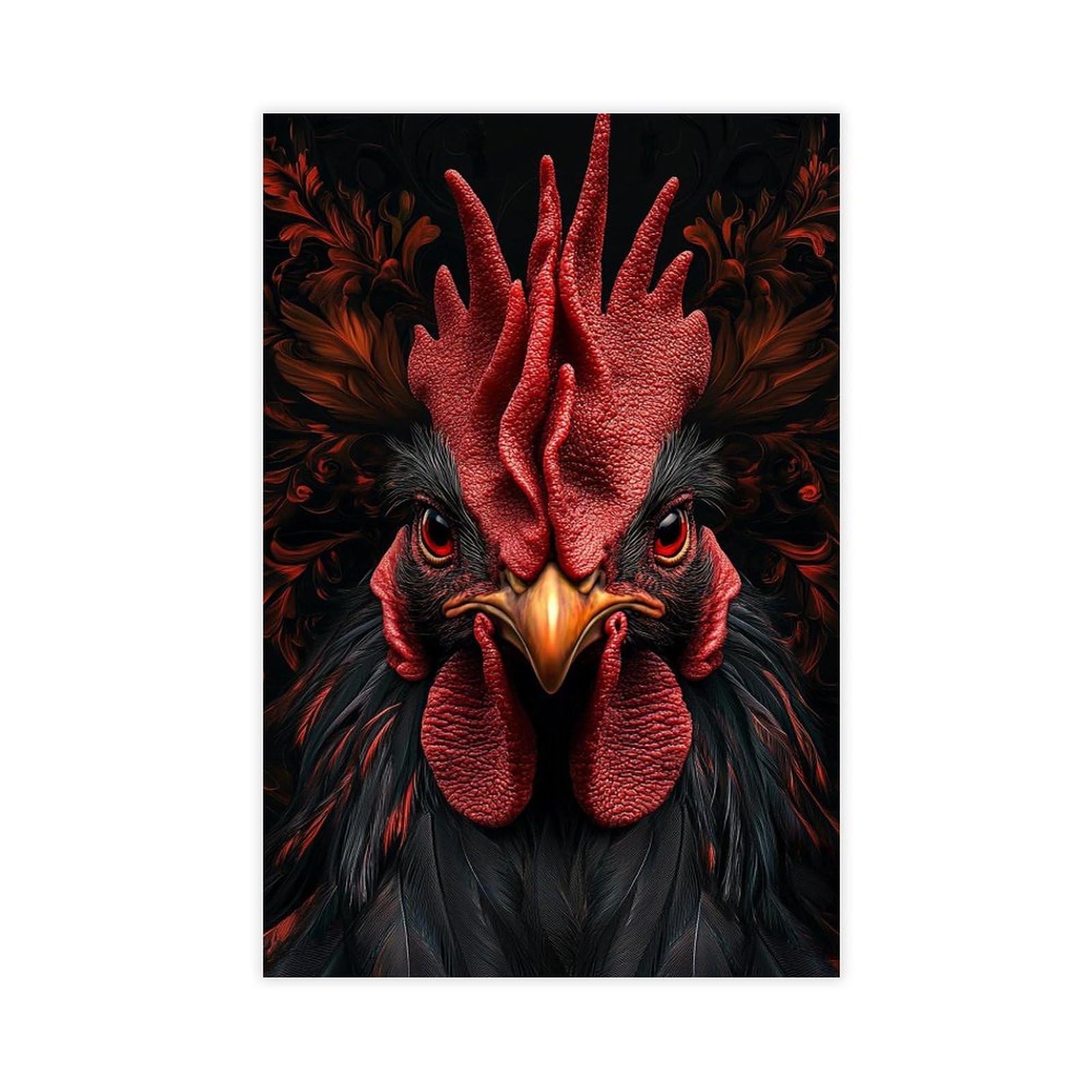Qnvjqkdsi Unframe Majestic Rooster Portrait Art Canvas Poster Bedroom Decor Landscape Office Room Decor Gift 24" L X 36" W