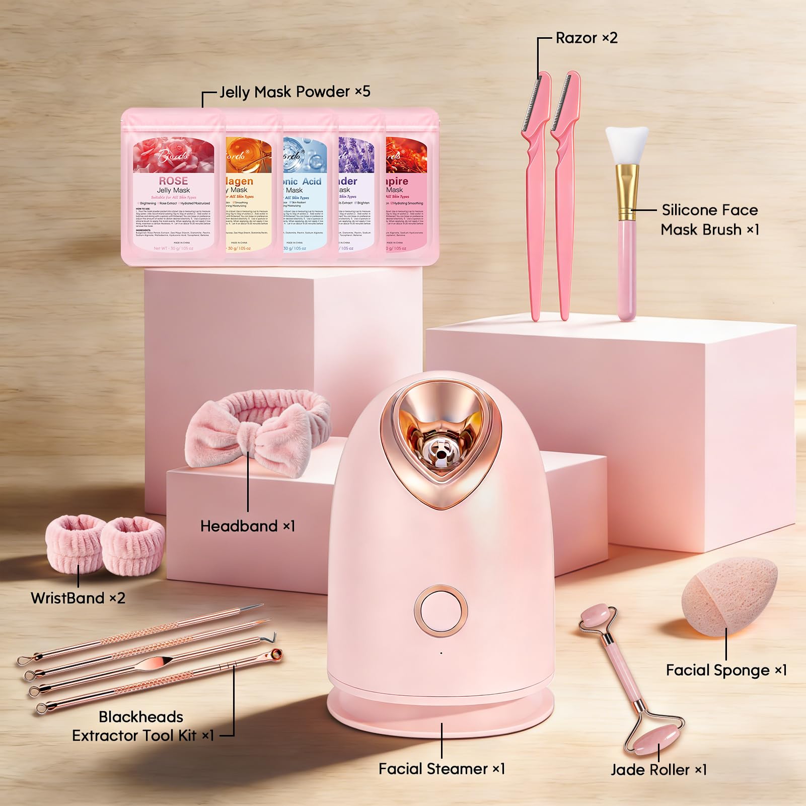 Pjordo Facial Steamer Spa Kit with Skin Care Tools
