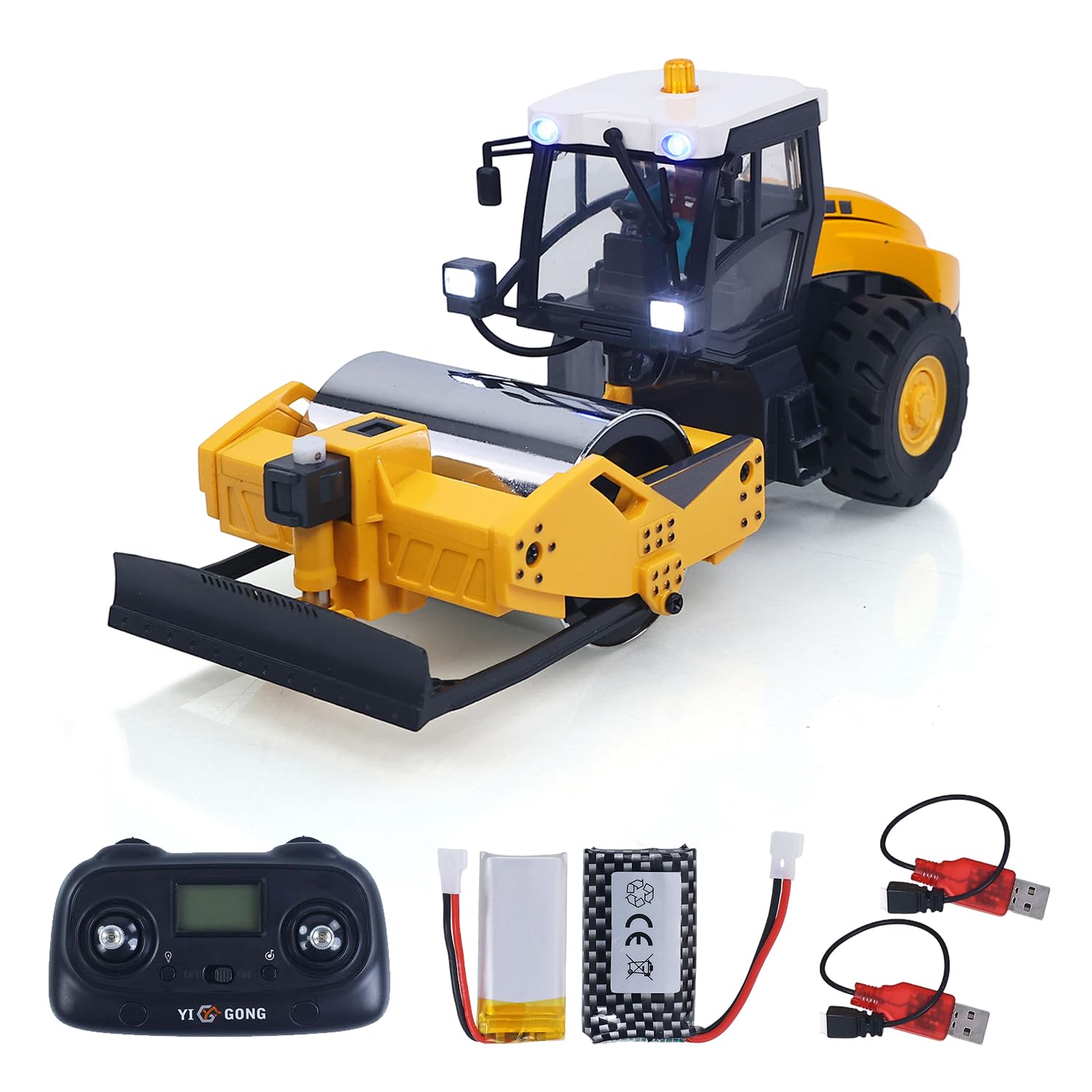 TOUCAN RC HOBBY 2026 New Yigong 1/50 Mini Remote Control Road Roller RTR Electric RC Construction Vehicle Finished Model Metal Blade Lights Sounds Effect