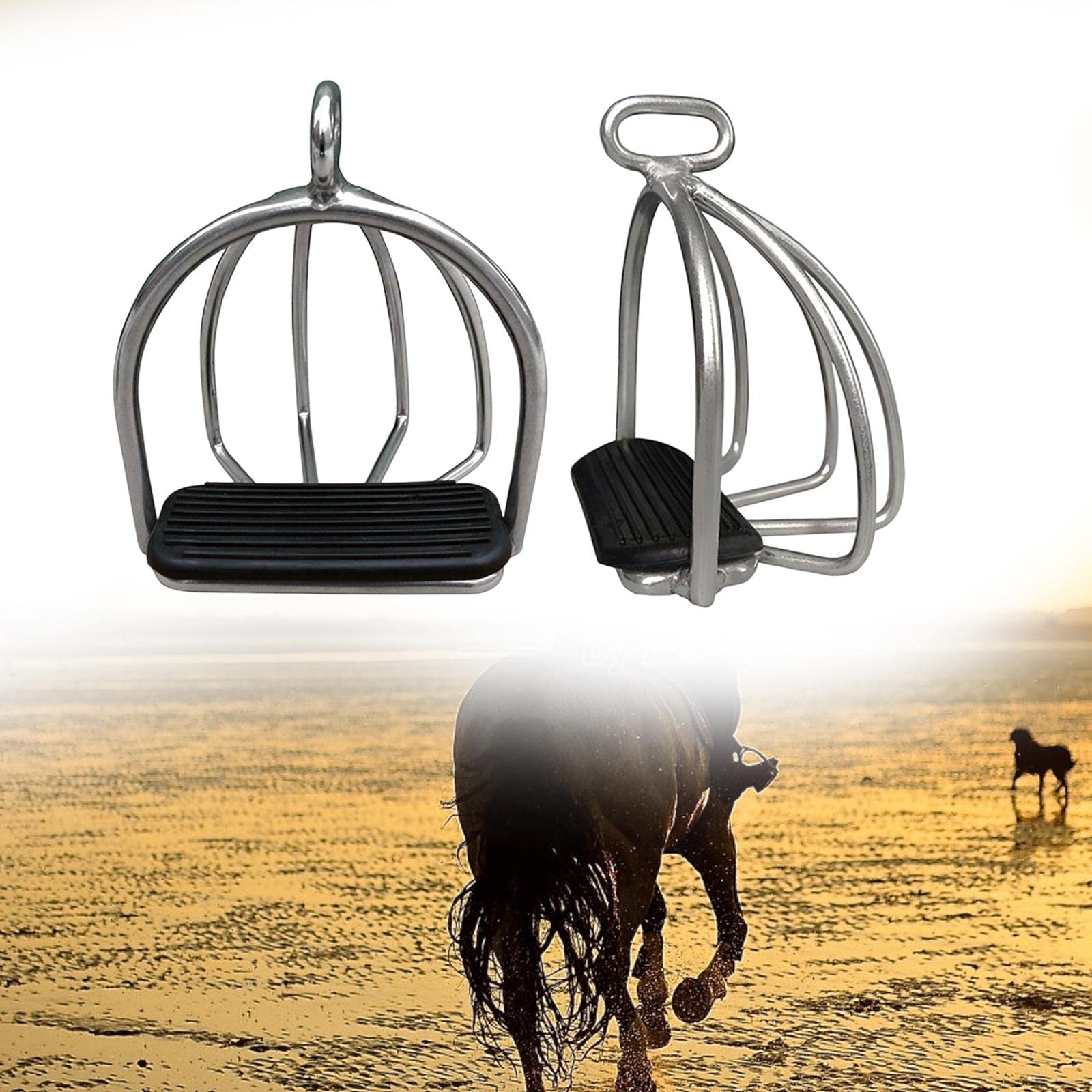 Qianly 2 Estribos Antideslizantes para Equitación, Herramienta de Entrenamiento Flexible de Acero Antideslizante para Mayor en La Equitación, Depor