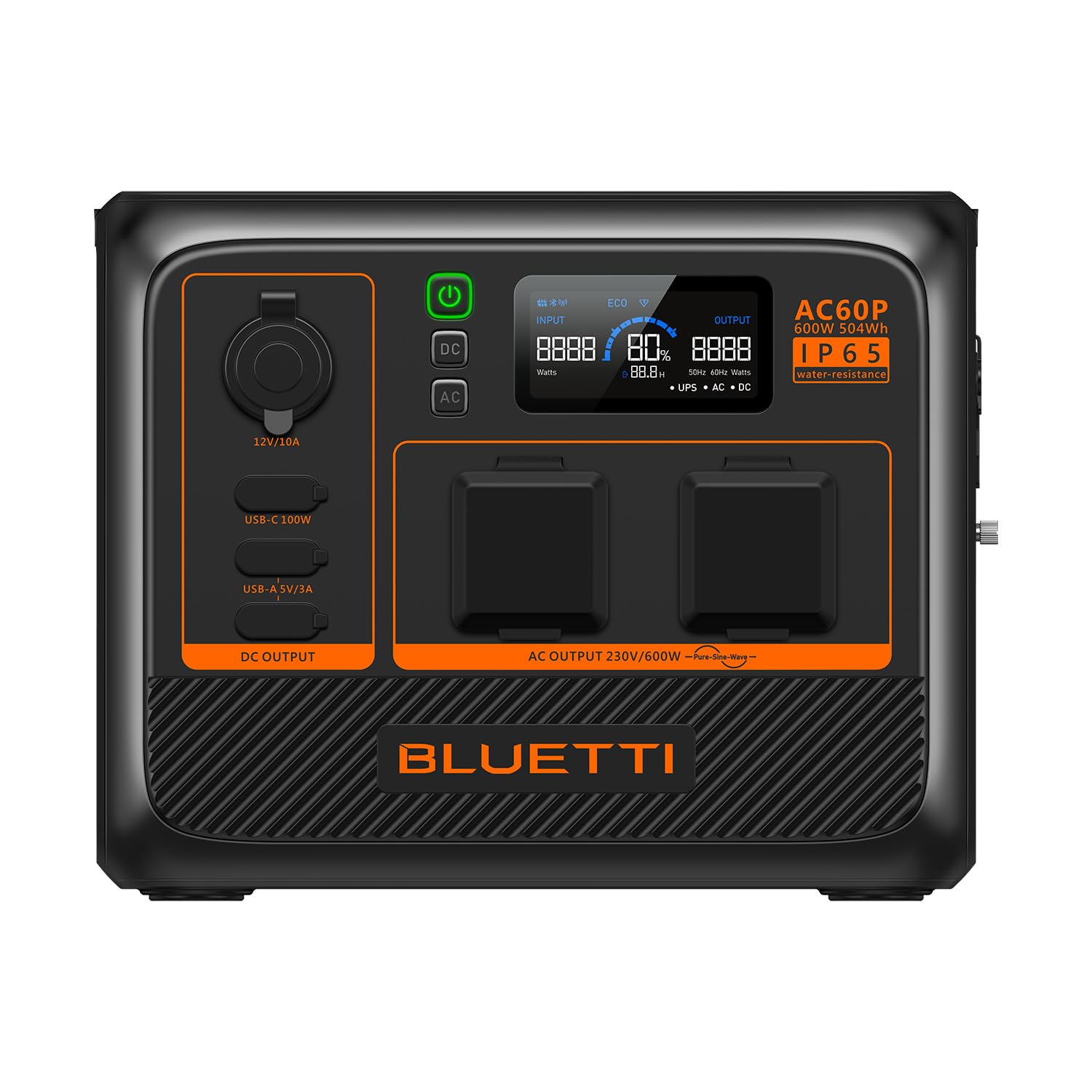 BLUETTI Power Station portatile AC60P, capacità 600 Wh, 1000 W (picco 1200 W), uscite AC, soluzione energetica compatta per viaggiare