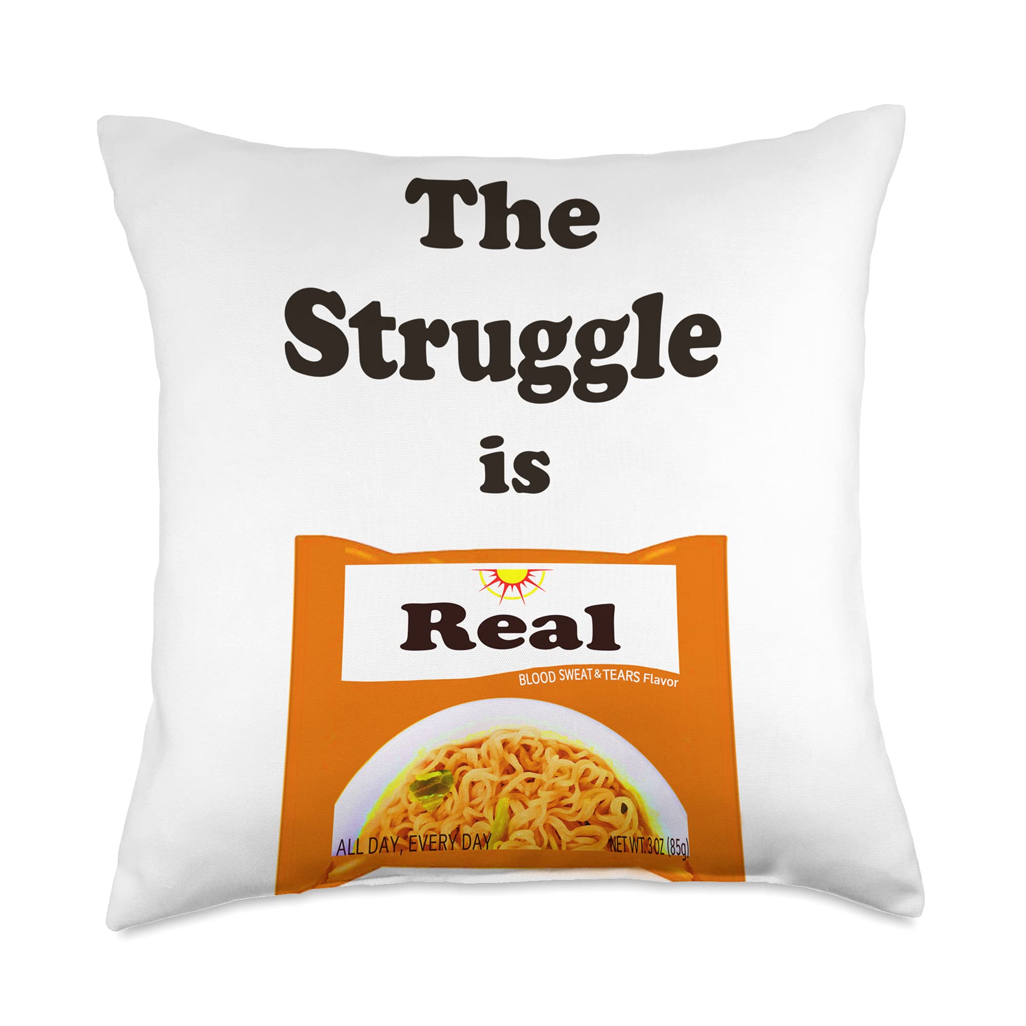BlissteriaThe Struggle is Real funny graphic design Throw Pillow, 18x18, Multicolor