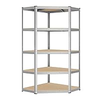 SONGMICS Scaffale Angolare a 5 Ripiani, Scaffalatura ad Angolo in Acciaio per Carichi Pesanti