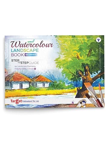 Watercolour Landscape Painting Book for Artists | Colouring Book | Stone, Grass, Tree Paintings | Step by Step Guide | Beginner Landscape Drawing Book [Paperback] Content Team at Target Publications