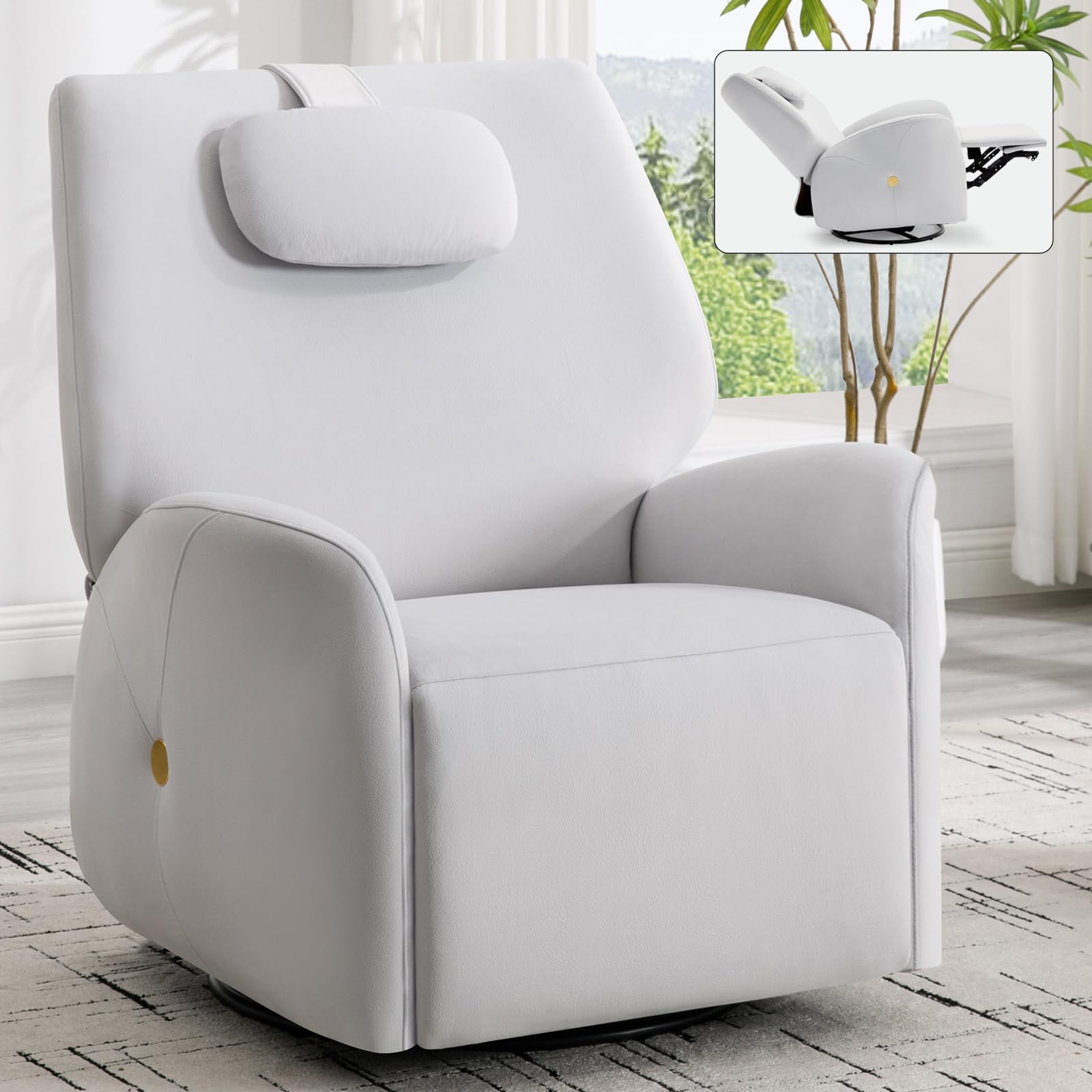 SEE DESCRIPTION Ultimate Comfort with Power Recliner Chair, Swivel and Rocker Functionality, Ergonomic Lumbar Support and USB Ports, Beige
