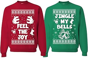 Ugly Christmas Couples Sweaters for Him and Her - Matching Unisex Christmas Holiday Graphic Sweatshirts