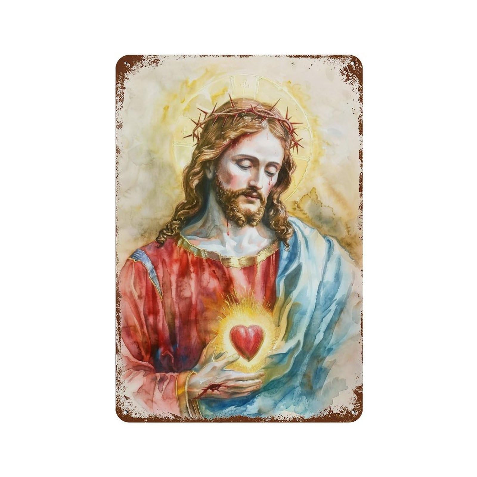 YHGERTKU Colorful Impasto Virgin Mary 02 Wall Art Retro Iron Vintage Metal Tin Sign Poster Modern Decor for Living Rooms Gift 30x20cm