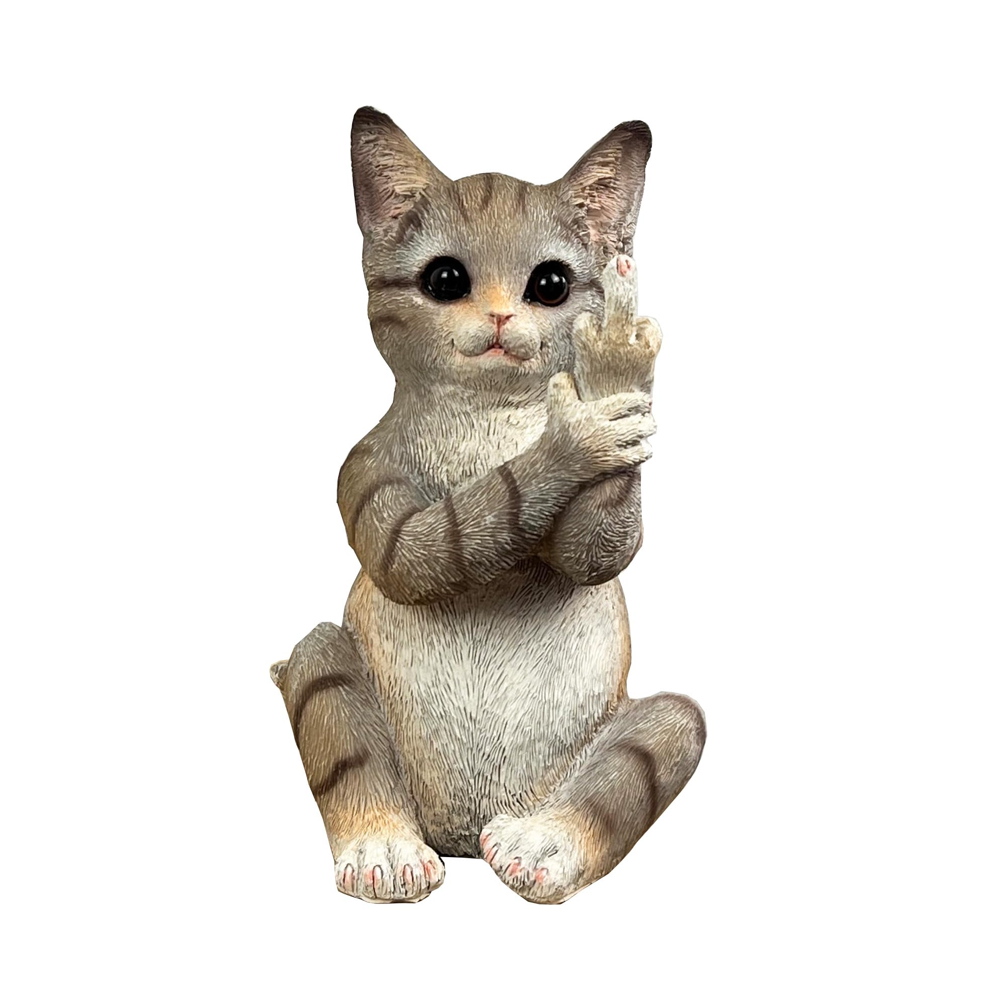 Alfie Francis 19cm Tall Middle Finger Up Yours Rude Rude Grey Cat Ornament Figurine Statue Home Decor Accessories