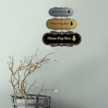 Signs ByLITA Designer Please Pay Here Sign (Black) - Small