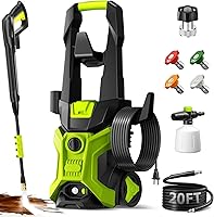 BothLin 2.5 GPM Electric Pressure Washer - Portable Lightweight Power Washer w/ 4 Quick-Connect Nozzles, Foam Cannon for Cars, Driveways, Patios, Home Cleaning