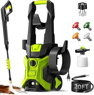 BothLin 2.5 GPM Electric Pressure Washer - Portable Lightweight Power Washer w/ 4 Quick-Connect Nozzles, Foam Cannon for Cars, Driveways, Patios, Home Cleaning
