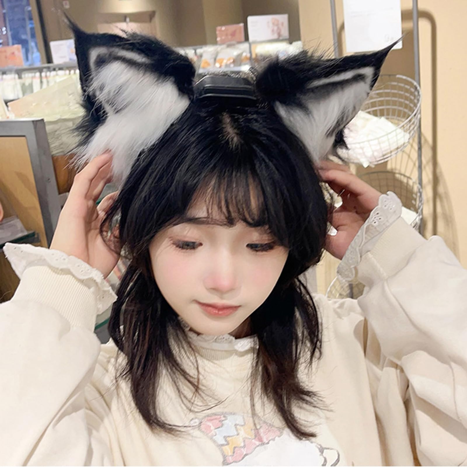 Bonita diadema de orejas de animal activada por movimiento con control táctil para Halloween y bailes de máscaras, fiestas, reuniones, disfraces, diadema móvil para fiesta de cosplay