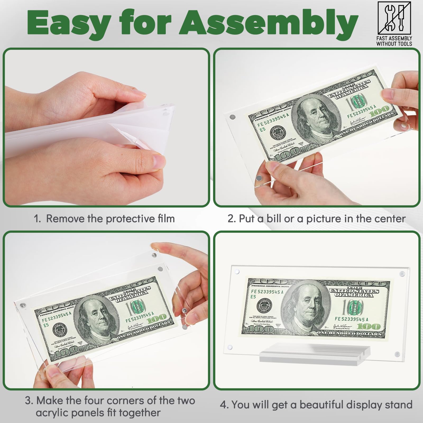 Snapklik.com : Dollar Bill Frame Acrylic Display Holder Money Frame For ...