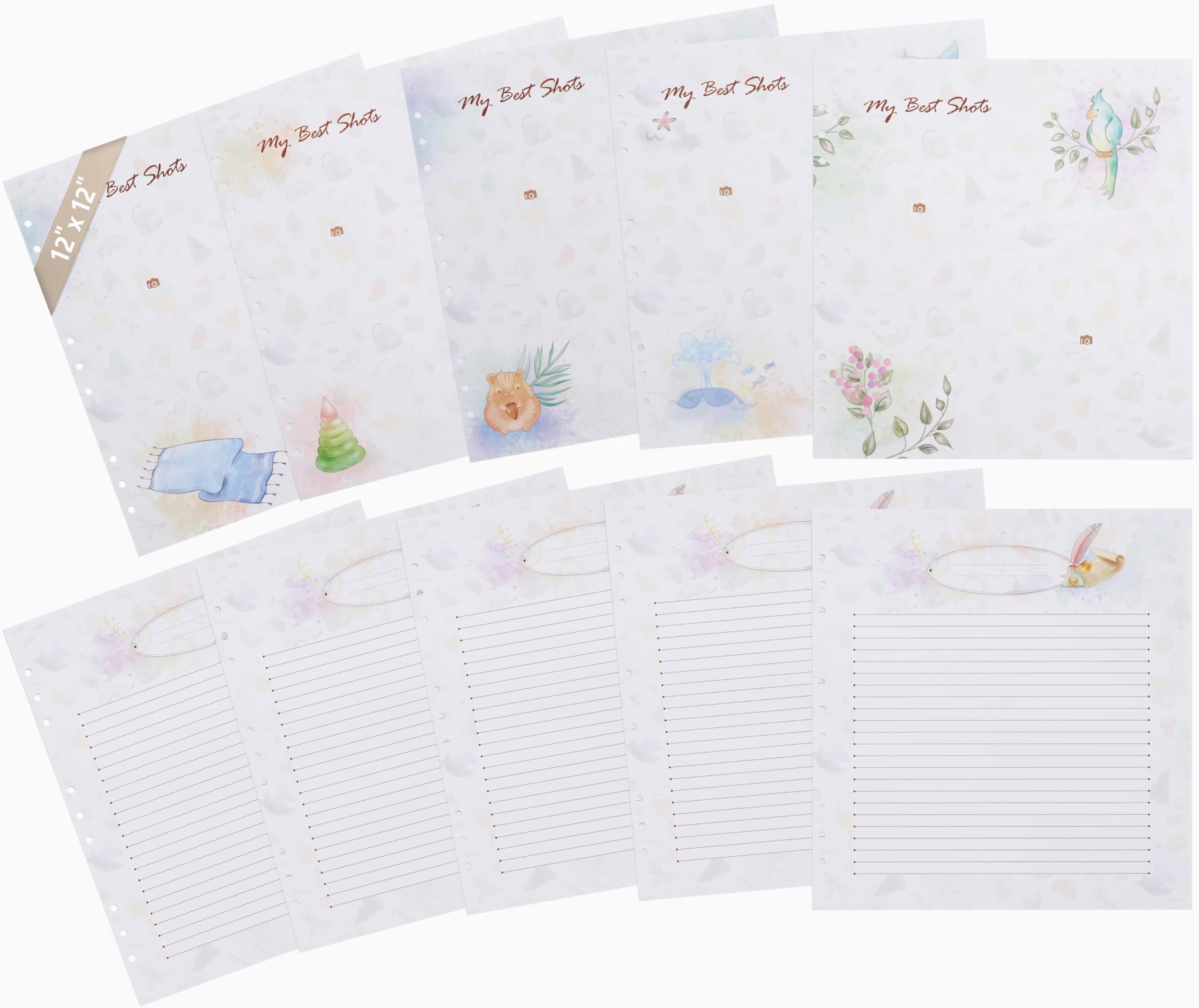 Yulka Crafts Baby Memory Book Extra Pages for Photos and Notes – Baby Book “Choose Joy” | 10 Additional Paper Sheets for Loose-Leaf Baby Keepsake Photo Album for Newborn Girls Boys | Refill Paper Set