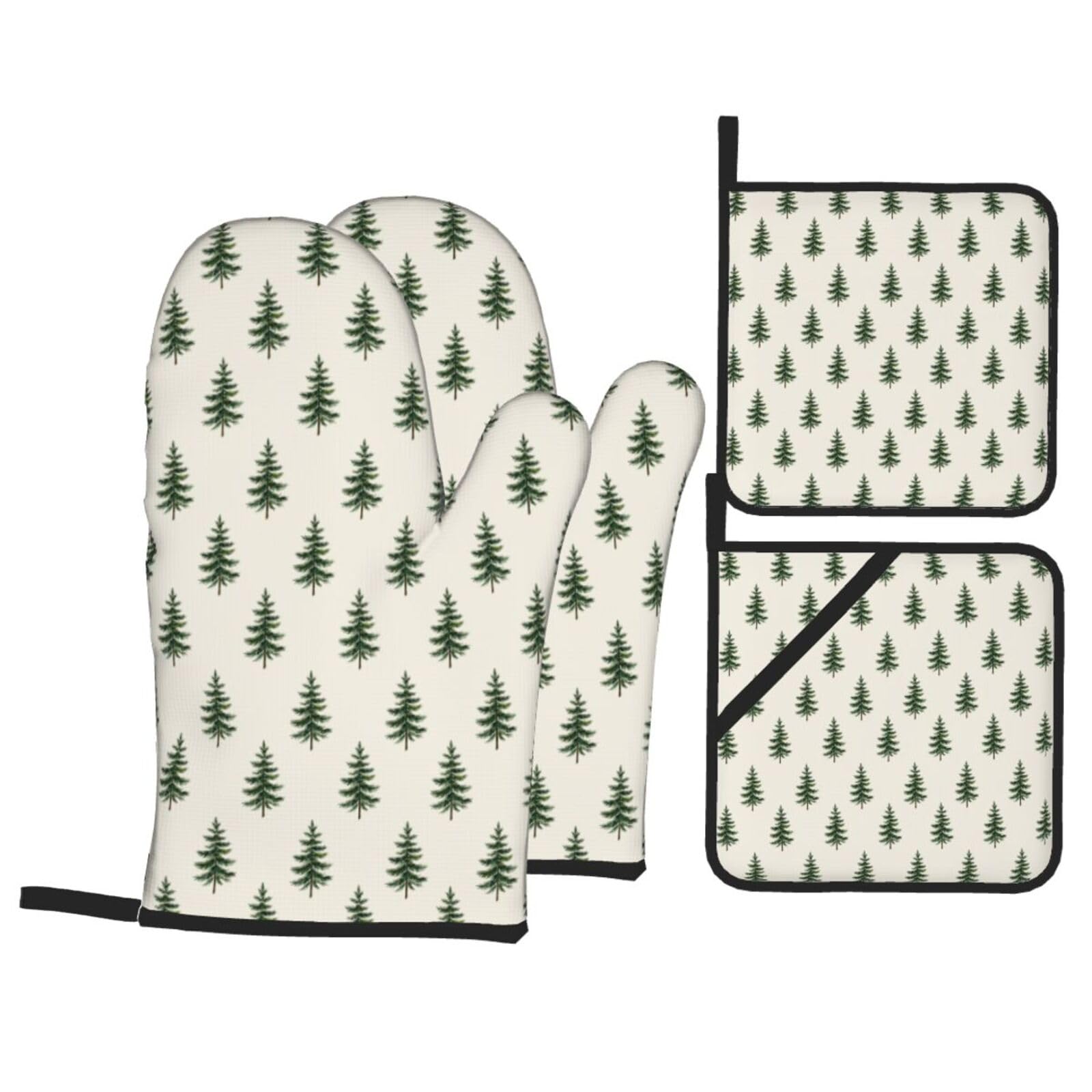 Christmas Tree Oven Mitts and Pot Holders Sets 4 Pack