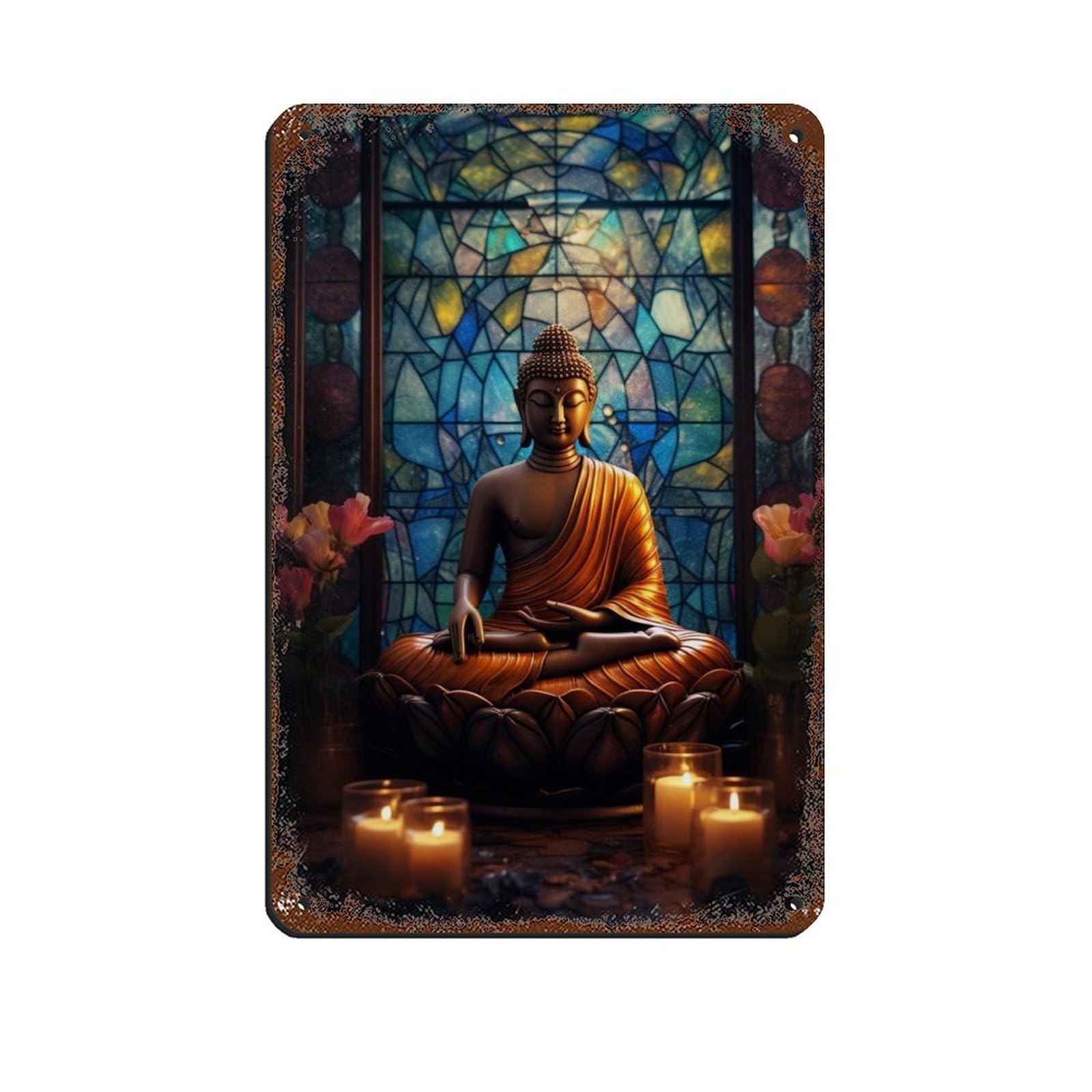 Buddha Art-Buddha Decor-Large Art (11) Tin Sign Vintage Metal Pub Club Cafe Bar Home Wall Art Decoration Poster Retro 8x12inch(20x30cm)