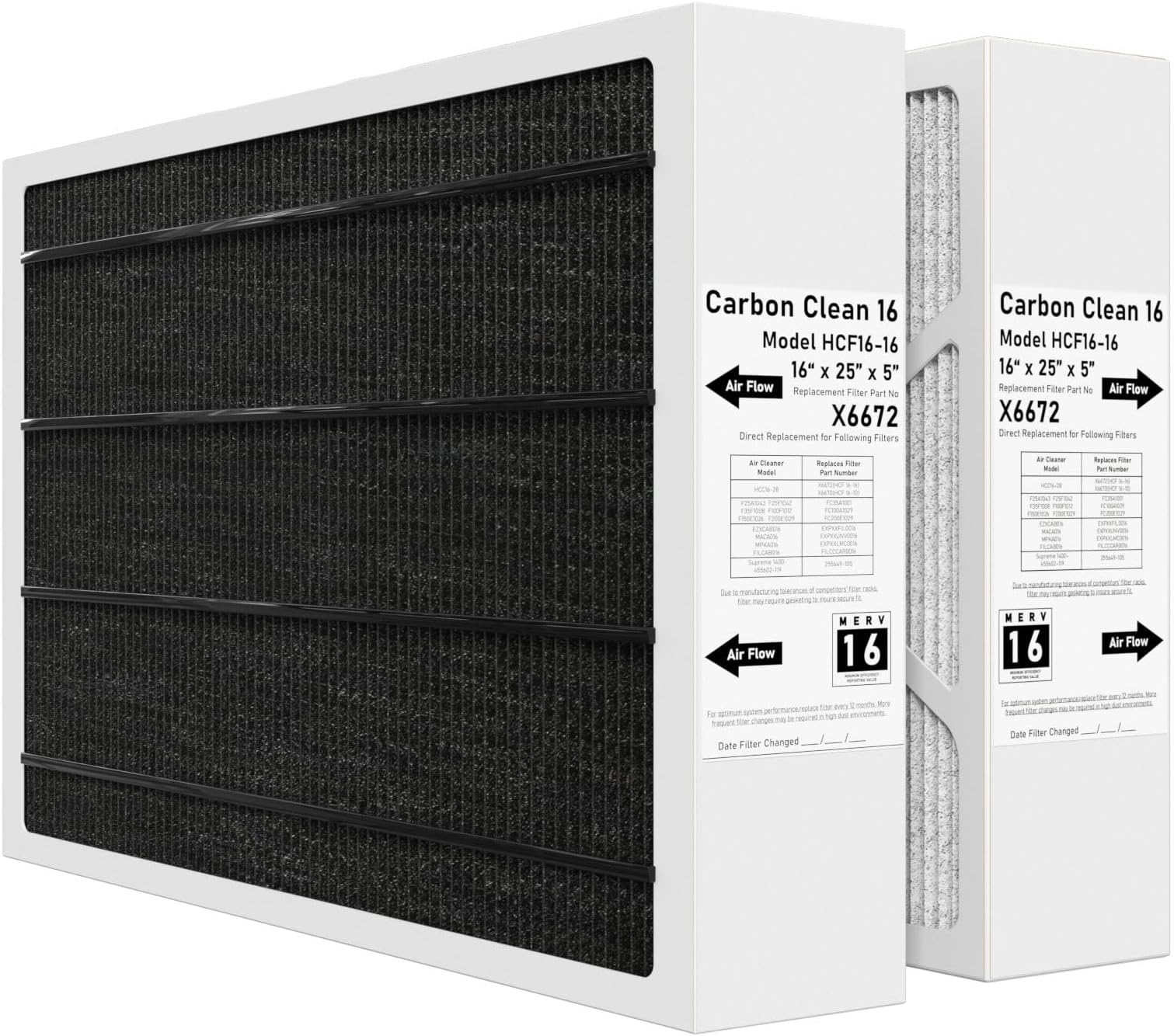 X6672 Lennox Healthy Climate 16x25x5 Merv 16 Filter Replacement Furnace Filters