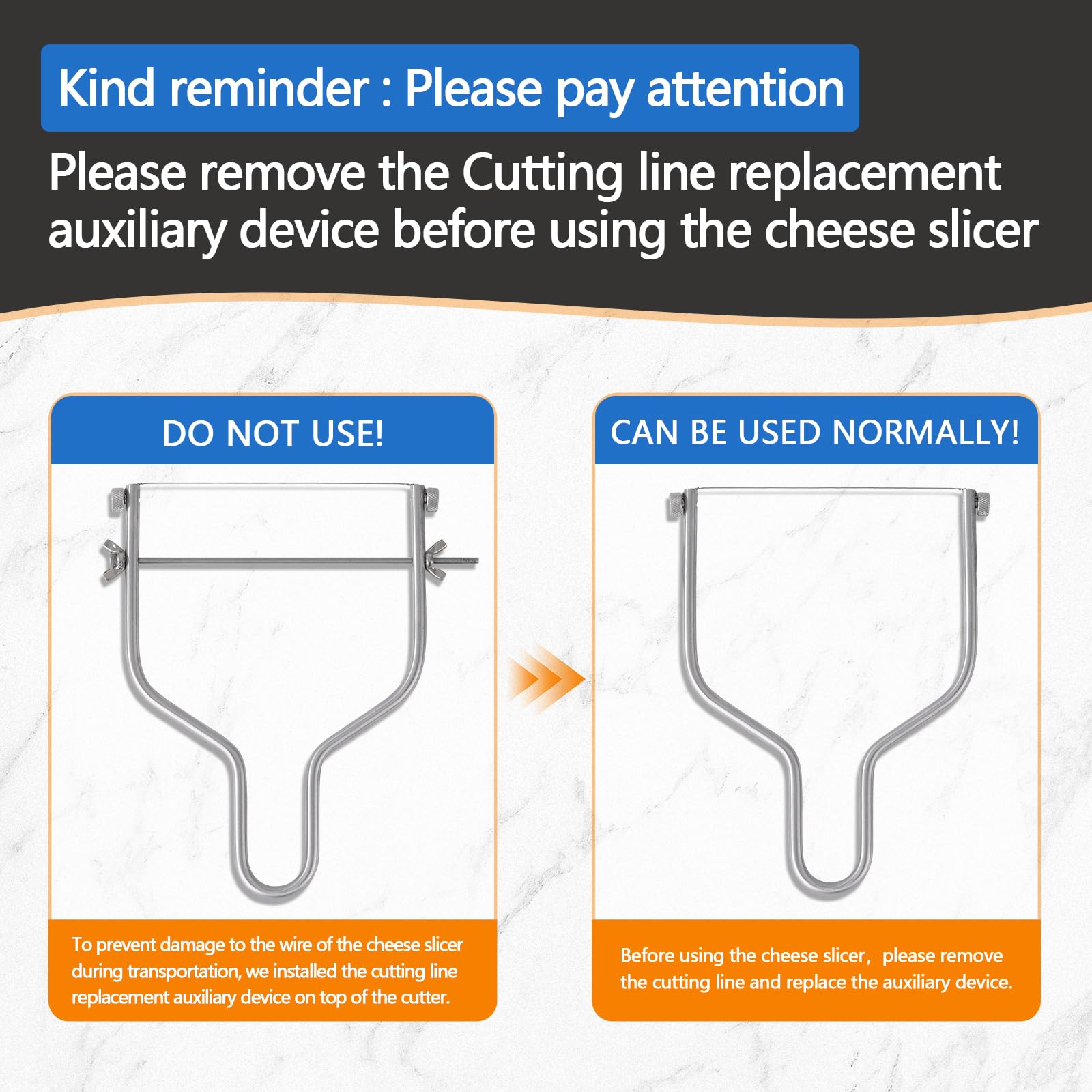 Xinglinsaiter Cheese Slicer & Cheese Cutter Stainless Steel Cheese Slicers with Cutting Wire replacement device & 4 Replacement Wires.for Block Cheese, Butter & Fruit etc.
