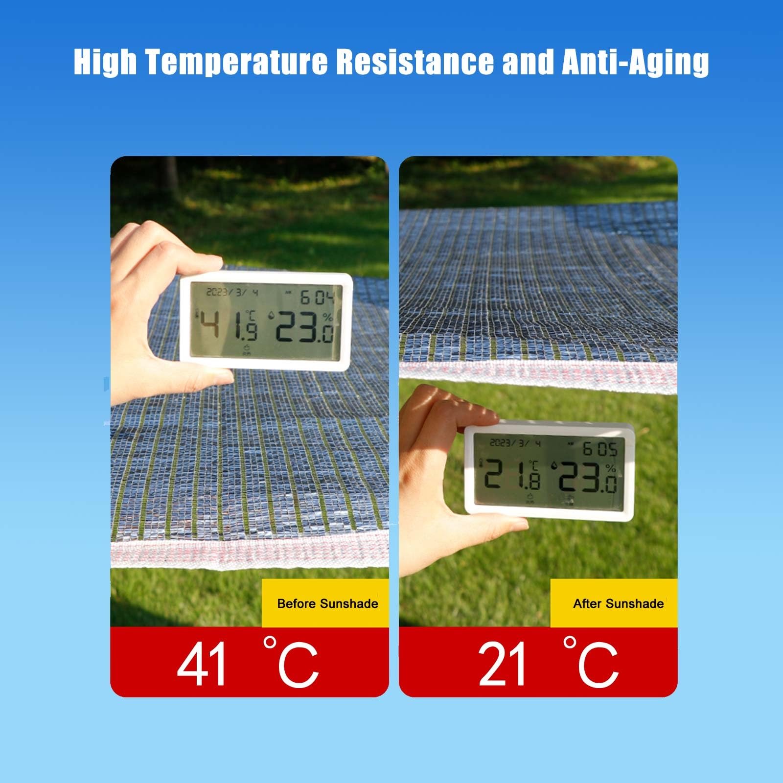 Rete solare in lamina di alluminio 75% e rate, ispessita anti-invecchiamento, per serra, giardino, patio, cortile, Pera - 4 x 14 m