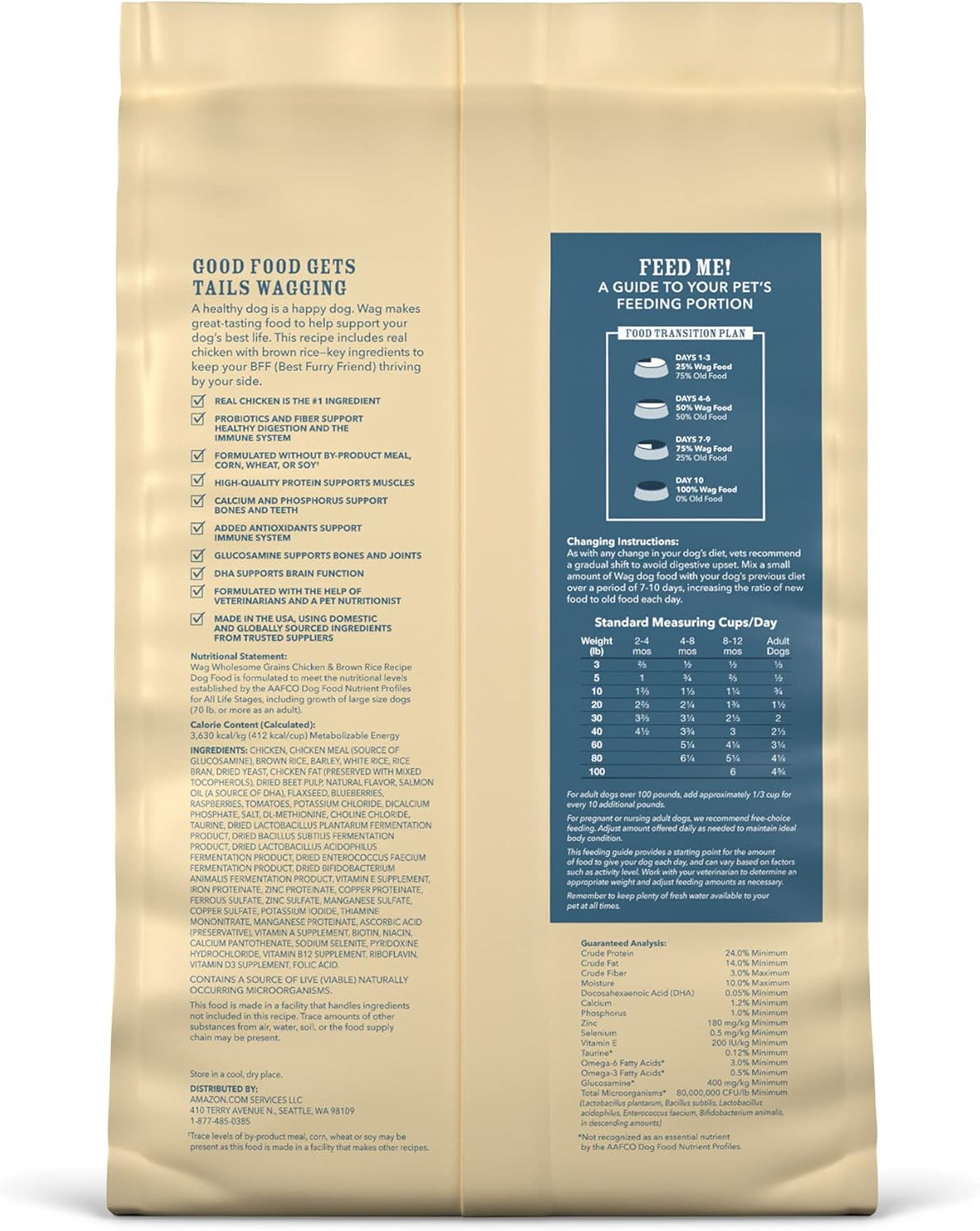  Brand – Wag Dry Dog Food, Chicken and Brown Rice 5 lb Bag (Packaging May Vary) : Pet Supplies