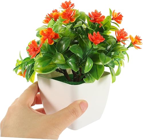 Miniatura 3 de Veemoon 2 piezas de seda para fiesta, arreglo de oficina, bonsái, rosa, simulación en ornamento, vegetación, mini decoración decorativa de imitación