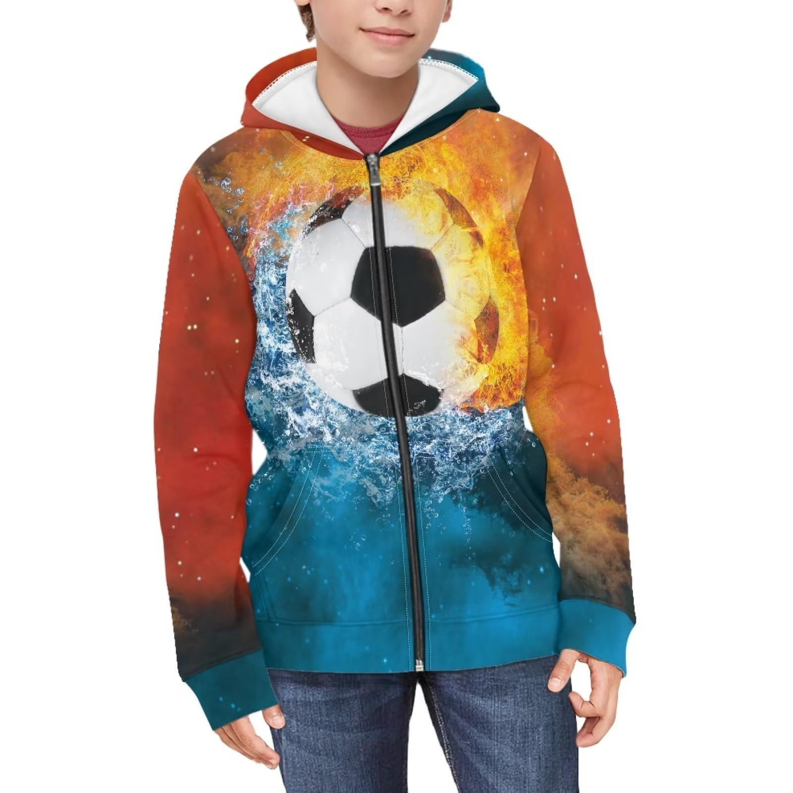 Coloranimal Unisex Girls Boys Long Sleeve Casual Hoodies &amp; Sweatshirts Tops Kids Zip Up Jacket Coat Age 6-16 Year