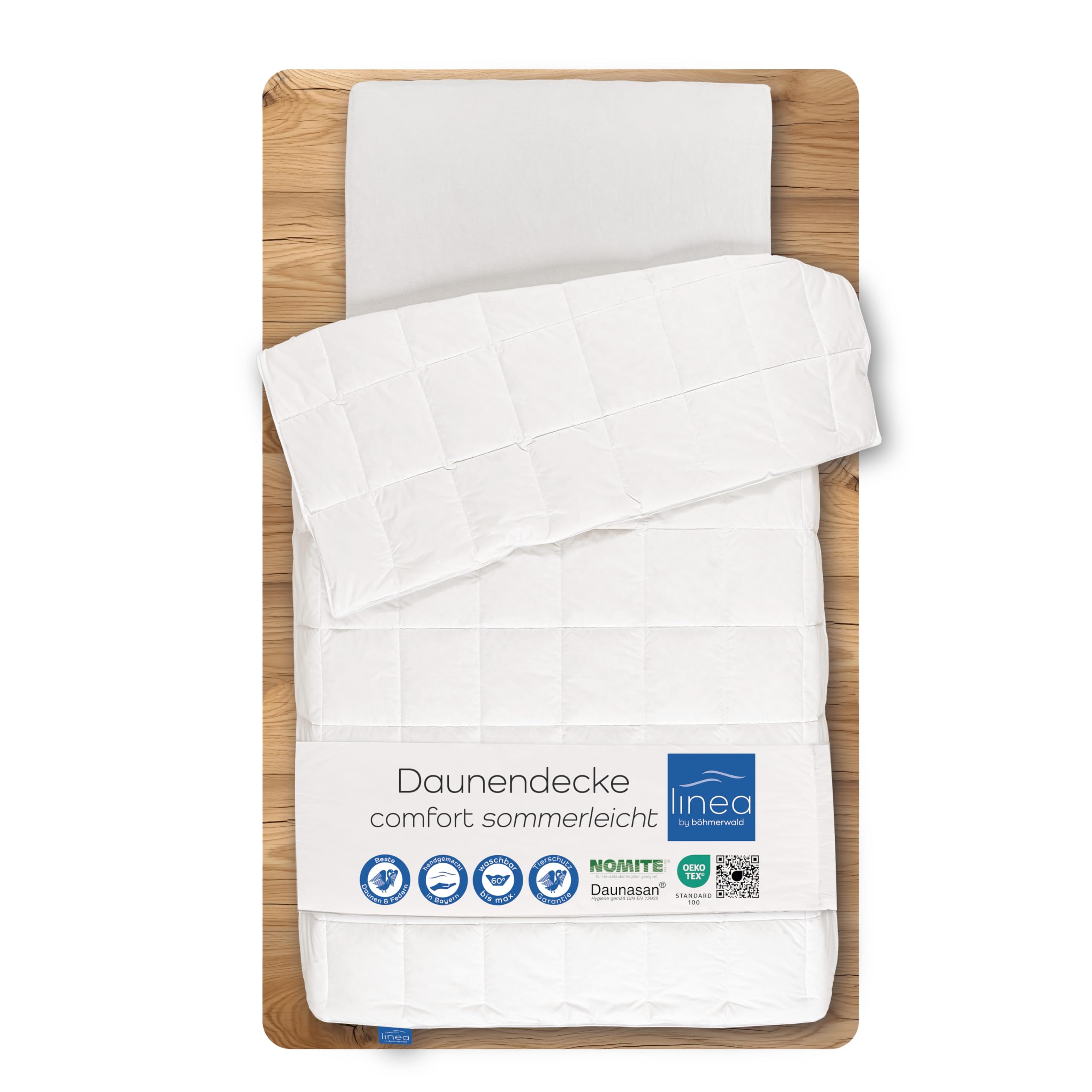 Böhmerwald Comfort donzen dekbed, geschikt voor mensen met een allergie, 90% dons, 10% veren, vulgewicht: 1,330 g. Warmteklasse: Warmte, Afmetingen: 200 x 200 cm, Öko-Tex Standard 100