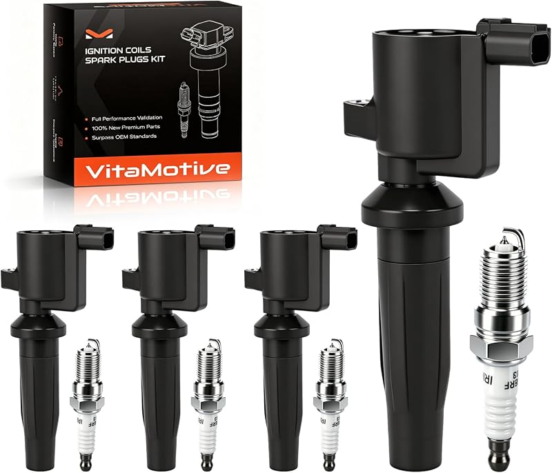 Kit de bobinas de ignição e velas VitaMotive para Ford Escape 3.0L e aplicações compatíveis – 4 bobinas e 4 velas