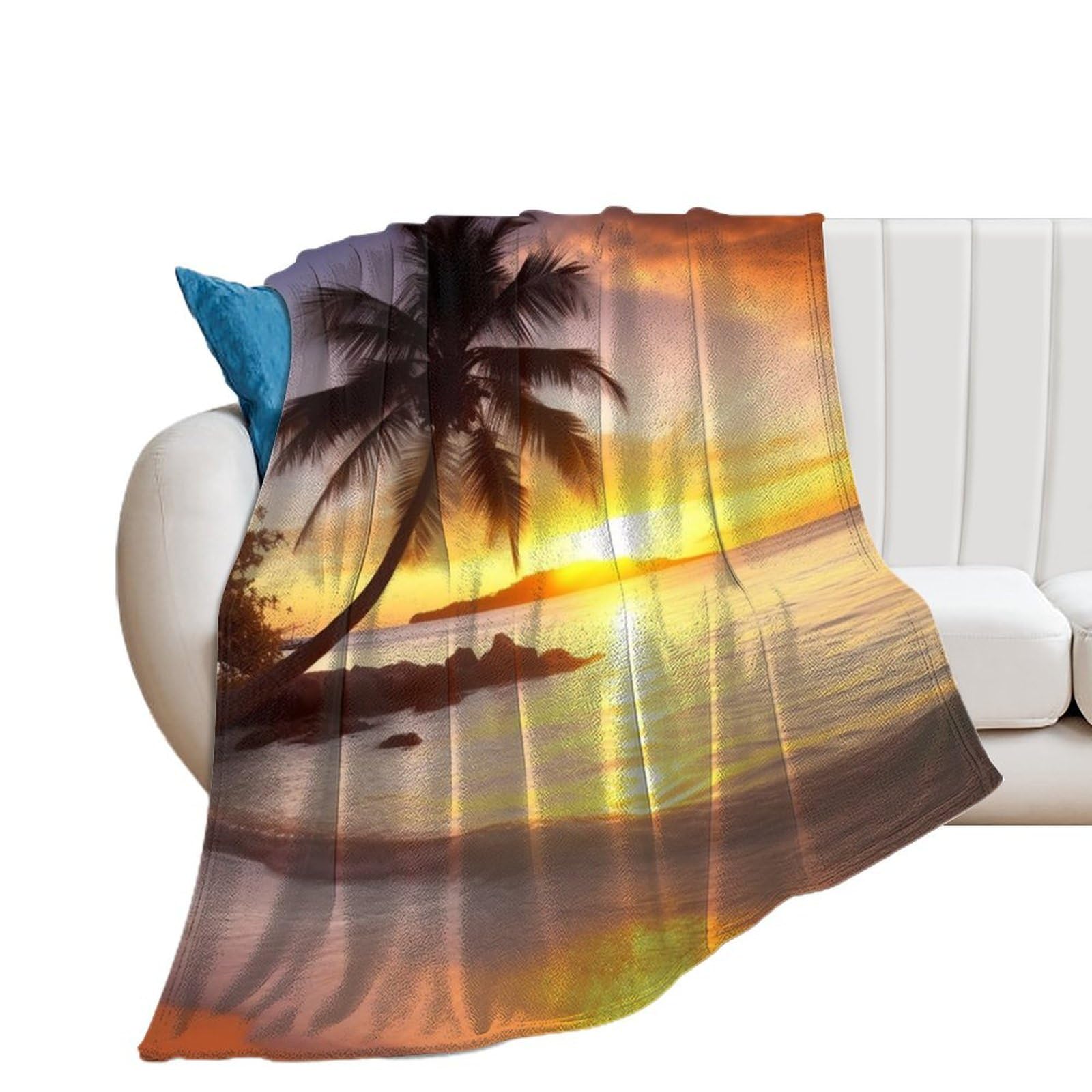 Couverture flanelle douce Sunrise plaid d'hiver léger et chaud 130x150cm