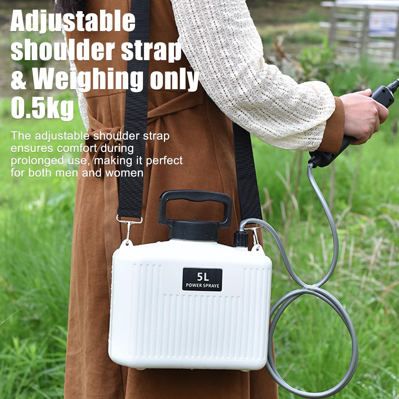 5l Pressure Pump Garden Sprayer, Electric Pompa Irroratrice a Batteria Spruzzatore a Pressione with 3 Mist Nozzles, Retractable Wand, USB Rechargeable, Outdoor Weed Water Sprayer Blue
